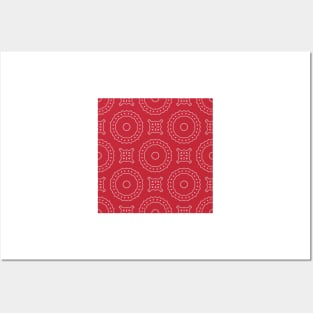 Holiday , Christmas , Red And White , Mandala , Textured Posters and Art